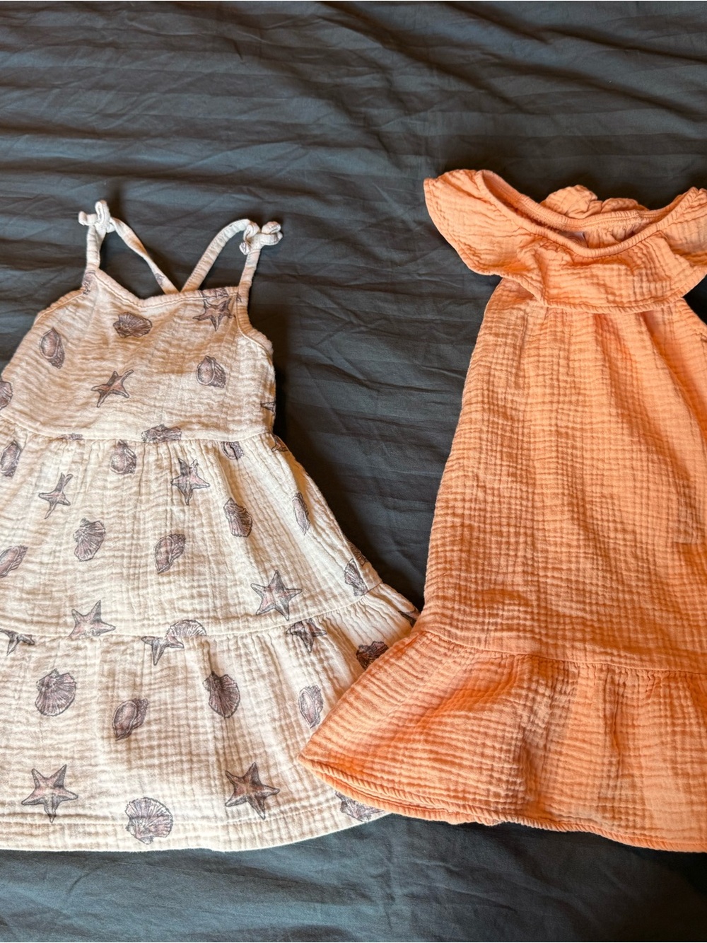 Kids' Orange Ruffle Sundress -  and seashell dress Lightweight Summer Dress